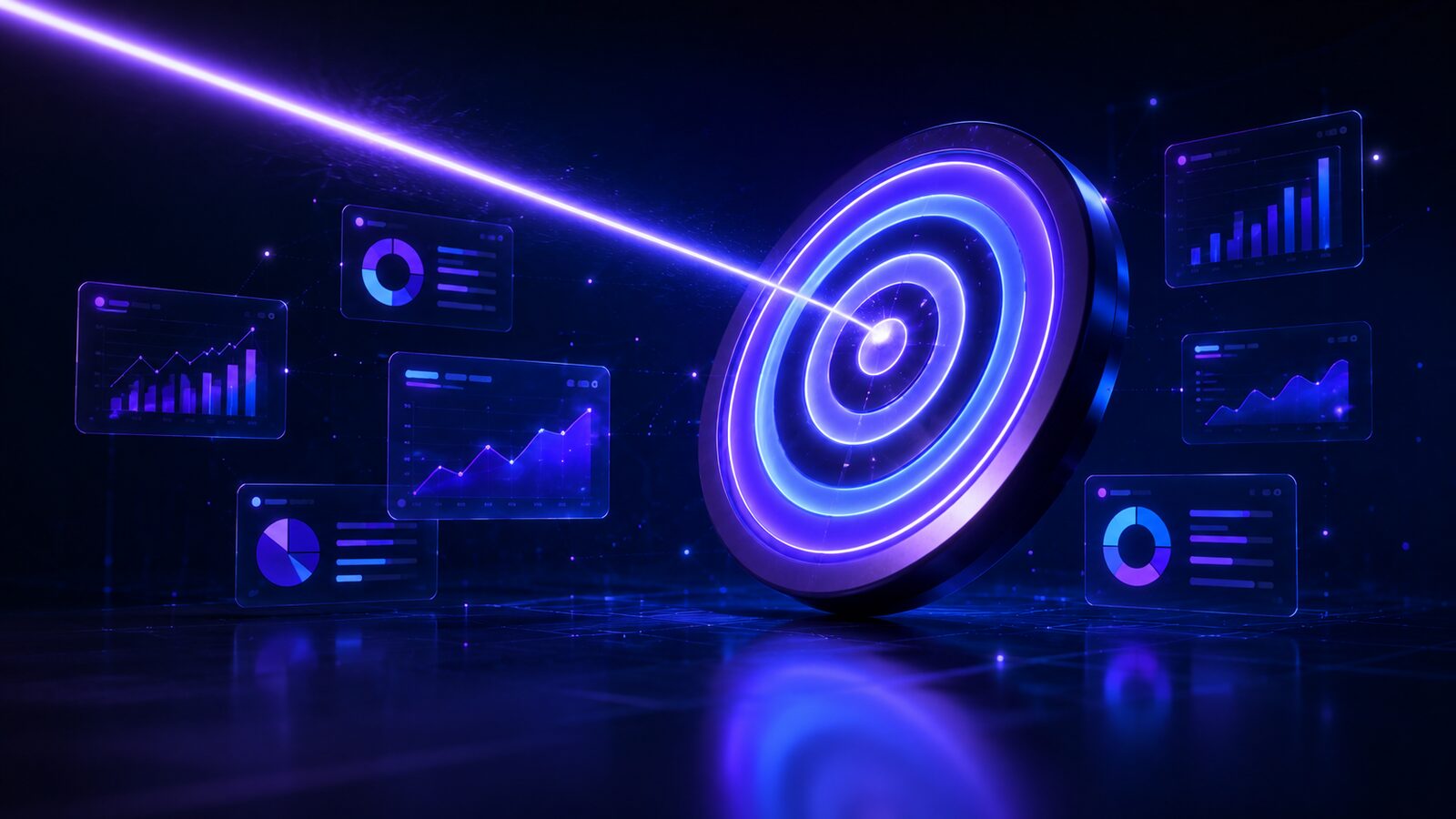 Precision targeting bullseye with ad performance metrics
