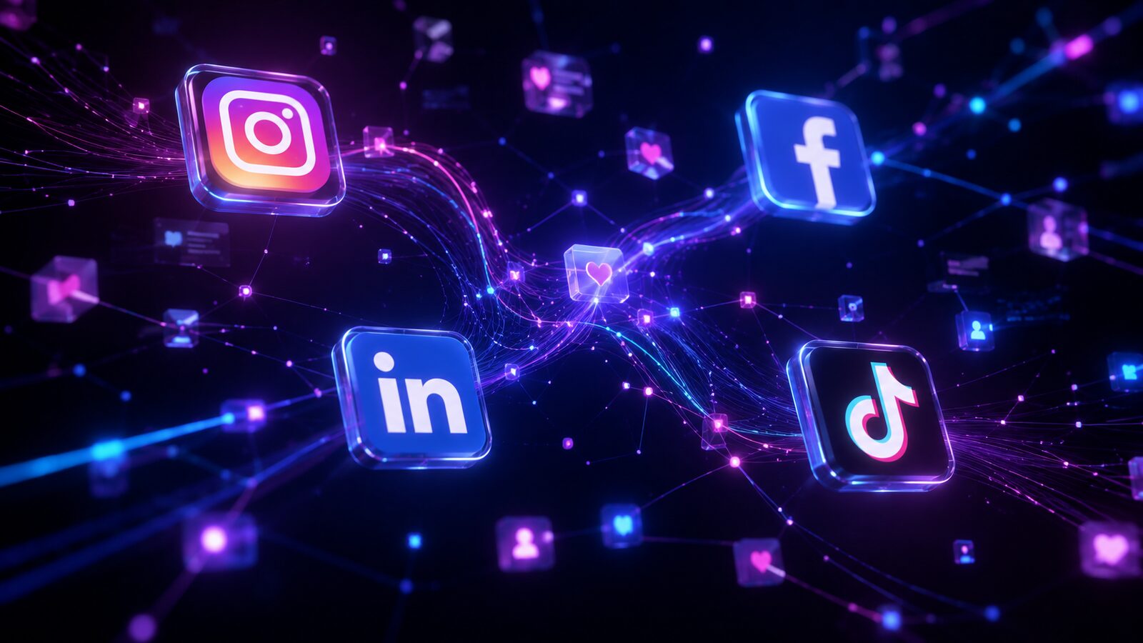 Social media platforms connected in digital network