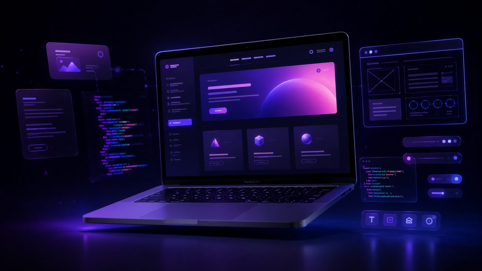 Professional website development with MacBook and code