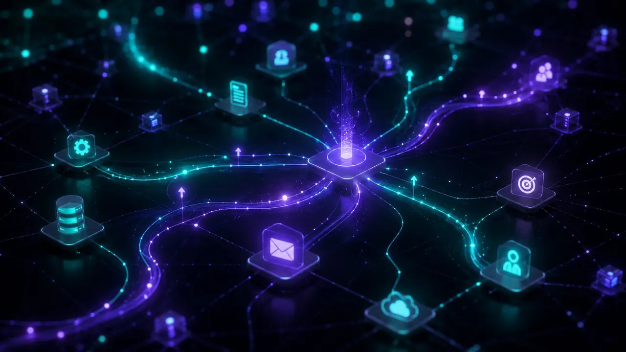 Illustration of connected business applications and automated information flow